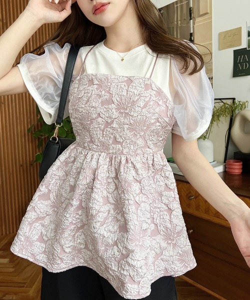 moment+（モーメントプラス）の「フラワージャガードキャミビスチェ