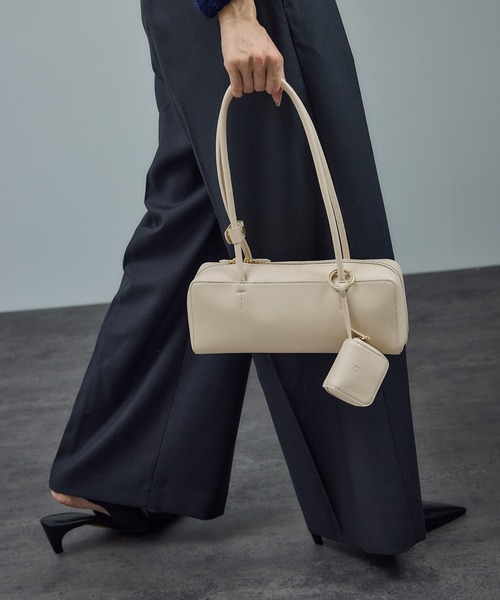 ミニポーチ付きスプリットレザーワイドバッグ / 追加（ショルダー