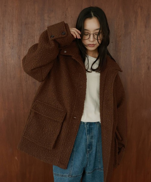 セール】ブークレスタンドカラーコート（テーラードジャケット