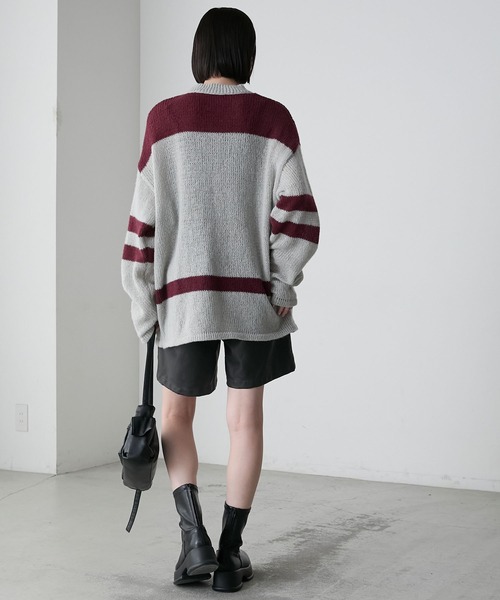 forksy.】ナンバリングオーバーサイズニットプルオーバー forksy