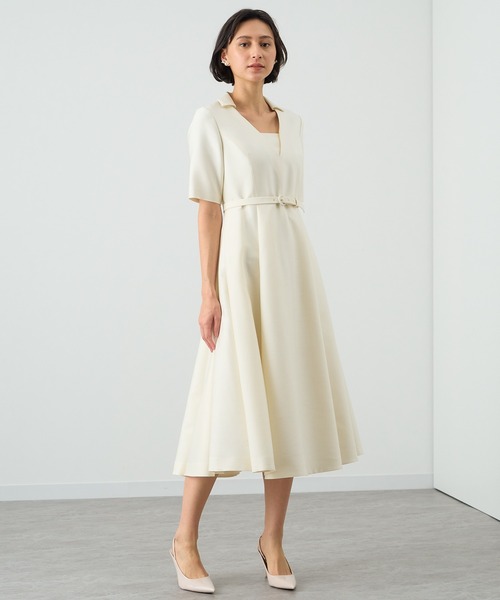 ANAYI（アナイ）の「シルクウールベルト付きフレア ワンピース