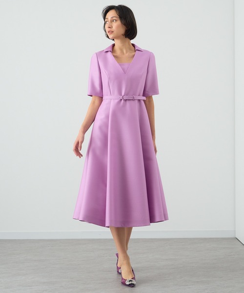 ANAYI（アナイ）の「シルクウールベルト付きフレア ワンピース