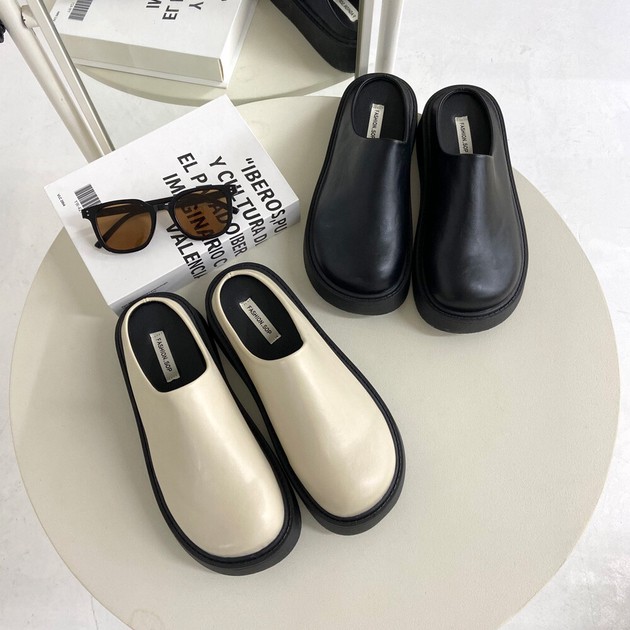 即納【再入荷】【2025新作】合成皮革厚底サボ クロッグサンダル 厚底