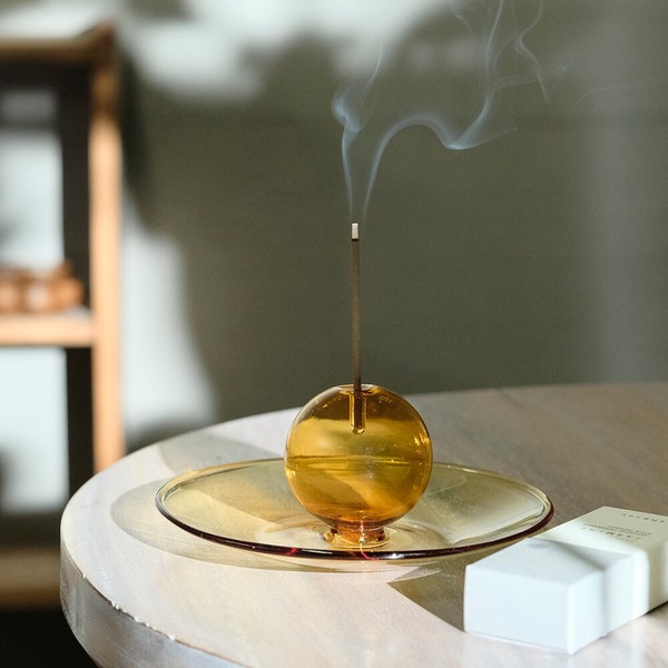 再入荷】【定番】ガラスのお香立て（2色）／スティック 香皿 香立て