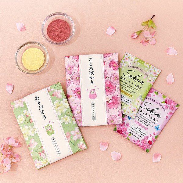 サクラCC お福わけバスセット【桜の香り・入浴剤・ギフト・万葉包み