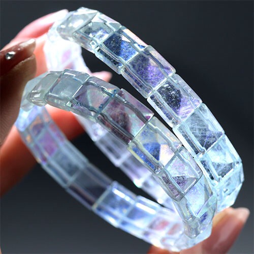幅約8mm アクアマリン ピラミッドカット パープルシラー ピンクシラー
