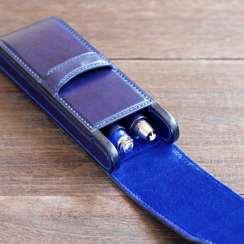 駒合わせ縫い2本挿し万年筆ケース カラーオーダー ペンケース 革小物