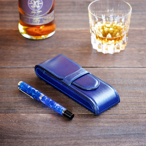 駒合わせ縫い2本挿し万年筆ケース カラーオーダー ペンケース 革小物