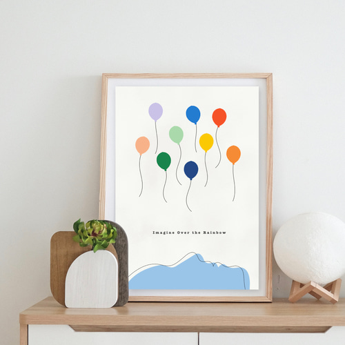 グラフィックデザインポスター over the rainbow / カラフル 風船
