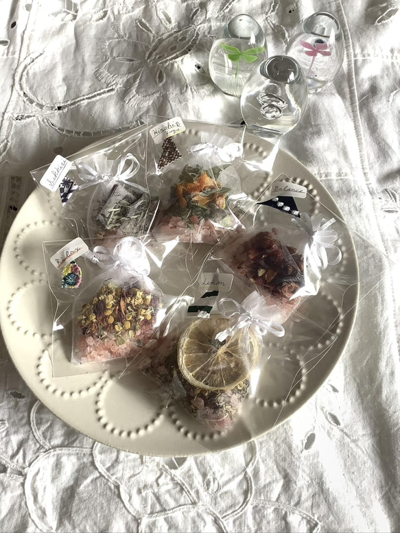 天然アロマ＆ハーブサシェ（バスソルト）5袋 ミナペルホネン＆リバティ