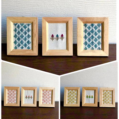 ♡欧風刺繍プチフレーム（3個セット）♡壁掛け♡壁飾り♡インテリア