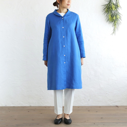 春夏秋と役立つ一枚 リネンショールカラーコート 着丈99cm （ロイヤル