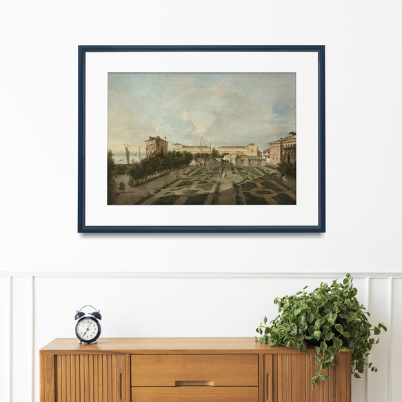 NO.82】海辺の街並み油絵のアートポスター☆ヴィンテージ絵画