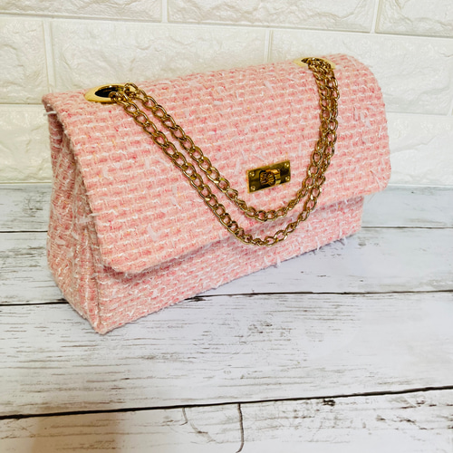 桜色・桃色ピンクのリントンツイード 2wayショルダーバッグ 選べる