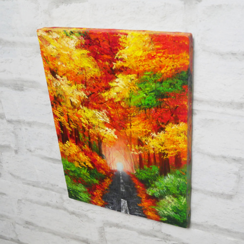 油絵 油彩 油彩画 絵画【紅葉の道】 絵画 HR 通販 11689668｜Creema