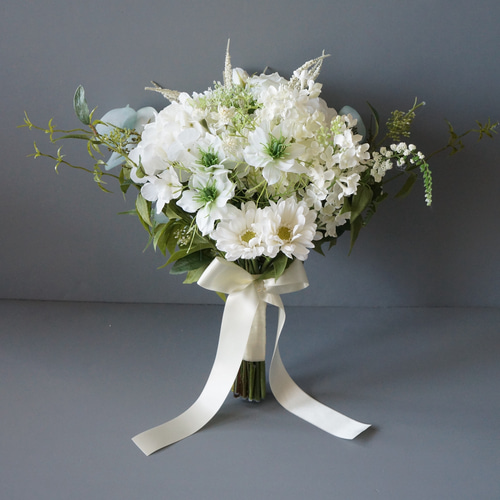 ブーケ アーティフィシャルフラワー ウェディングブーケ 紫陽花と