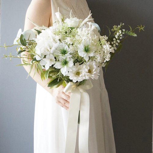 ブーケ アーティフィシャルフラワー ウェディングブーケ 紫陽花と