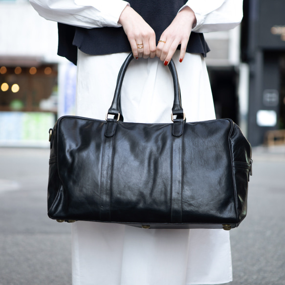 ショルダー付き ボストンバッグ ビジネスバッグ 旅行 防水 本革 ネロ