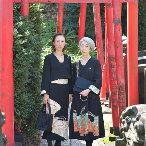 黒留袖セットアップ 着物リメイクセットアップ 着物リユース 絹100