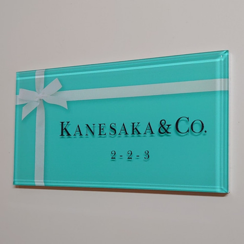 海外ハイブランド保存箱調アクリル表札《ミントグリーン》＊透明4辺