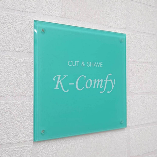 海外ハイブランド保存箱調アクリル表札《ミントグリーン》＊透明4辺