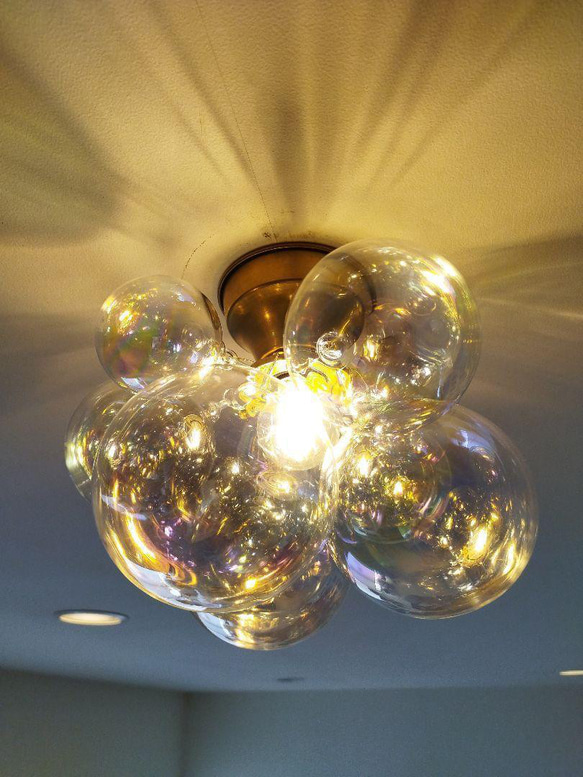 バブルガラスシーリングライトオーロラ真鍮 シーリングランプバブル