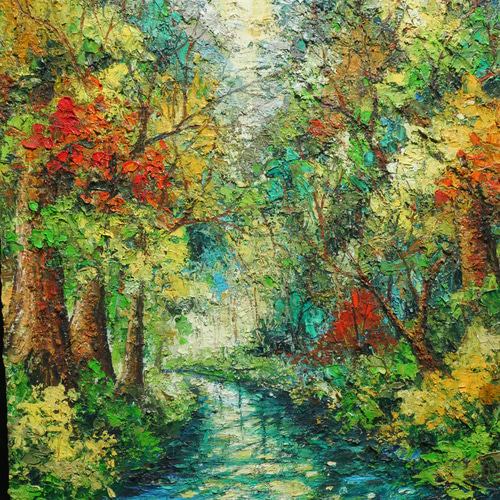 油絵 油彩 油彩画 絵 絵画 【色彩の森】 絵画 HR 通販 12680965