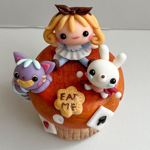 アリスのきのこオブジェ ミニチュア 粘土細工 樹脂粘土 飾り こねこね