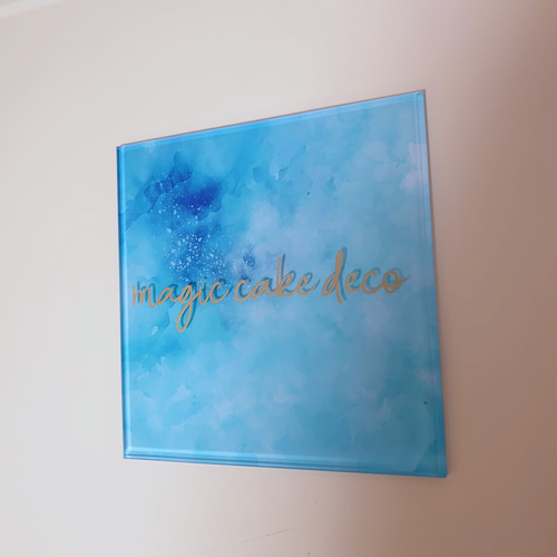 屋外対応】アクリル製 ショップ看板 館名看板＊透明4辺45度斜め