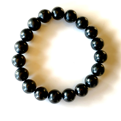 シュンガイト ブレスレット 10㎜玉 光波動 天然石 ブレスレット Kay光