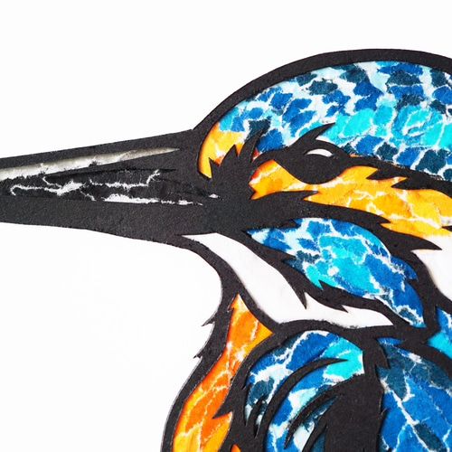 ちぎり絵×切り絵】原画アート 『kawa-semi（カワセミ）』 絵画 紙の
