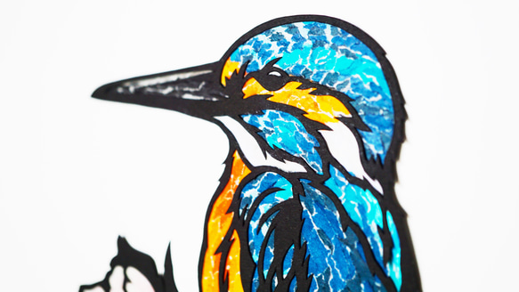 ちぎり絵×切り絵】原画アート 『kawa-semi（カワセミ）』 絵画 紙の