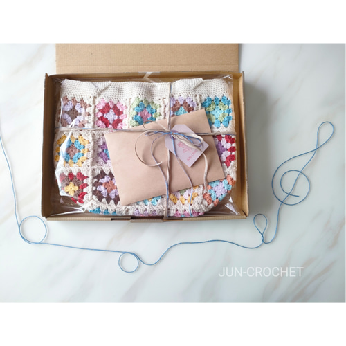 グラニースクエアモチーフバッグ*カラフル/クロシェバッグ/手編み