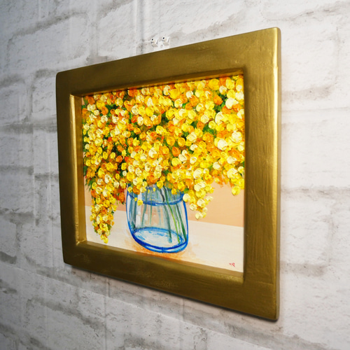 油絵 油彩 油彩画 絵 絵画【ミモザ】 絵画 HR 通販 13400321｜Creema