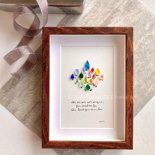 それぞれの色3 シーグラス／天然石／フレームアート／壁掛け／レア