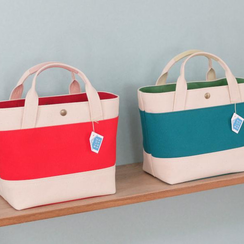 8号倉敷帆布と本革を使った切り替えトートバッグ(緑&キナリ) トート