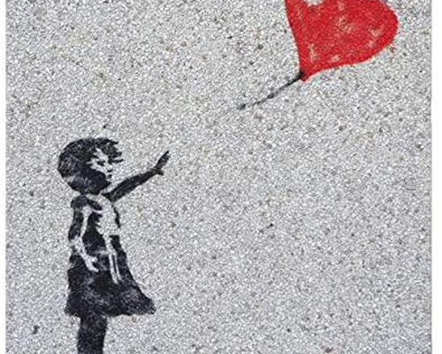 肉筆☆油絵☆F20号『赤い風船に手を伸ばす少女』左Banksy/模写