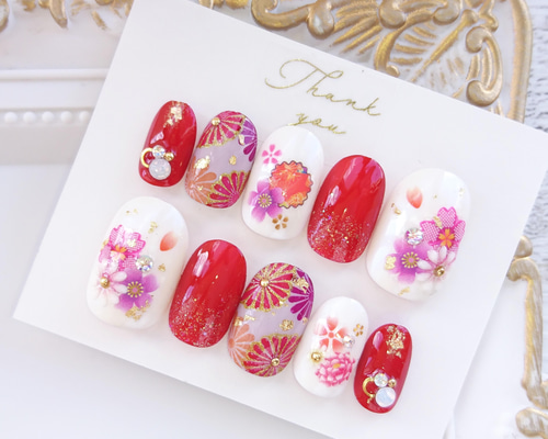 □桜シール52枚□桜ネイル 春ネイル 和柄ネイル 和装ネイル 振袖 卒業