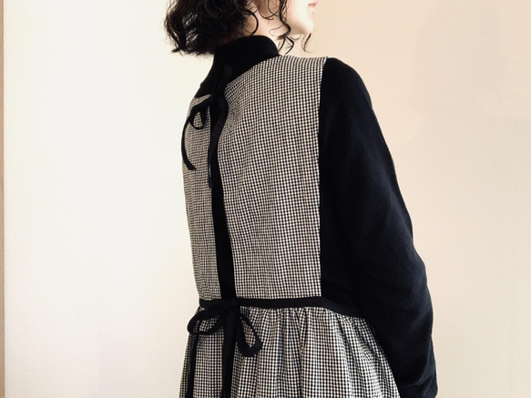 たっぷりギャザー⚮̈エプロンワンピース⚮̈リネンコットン⚮̈2柄