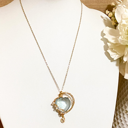 海の精の宝物♡アクアマリンのワイヤージュエリー ネックレス
