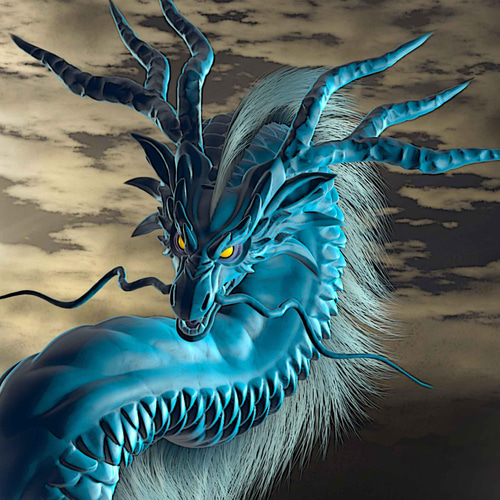 龍の絵「月雲・青龍」自作A4 竜の絵 イラスト breeze 通販 13597915