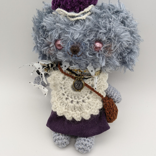 あみぐるみ】グレーロップうさぎファーヤーン散歩道シリーズ【112