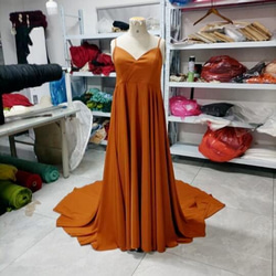 エンパイア風 マタニティ カラードレス テラコッタ キャミソール