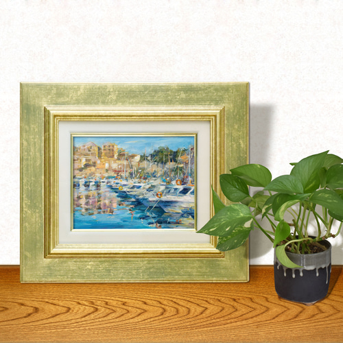 憩いの郷-02】油絵原画 F0サイズ一点物 額縁付 豪華プレゼント付き