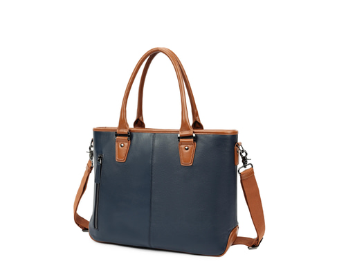 LZE016 紺色「本革」トートバック ショルダーバッグ 2way メンズ