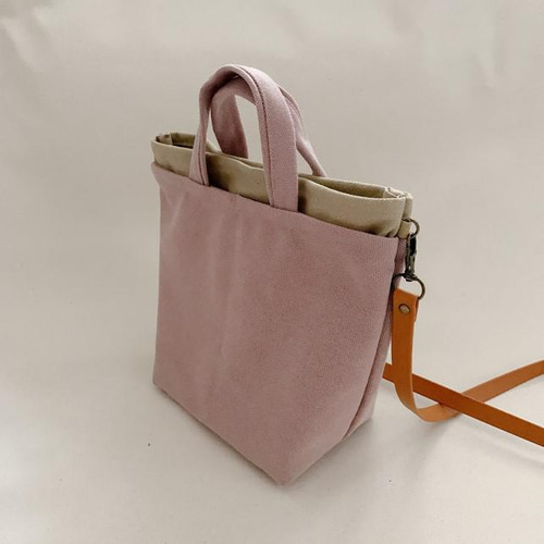 受注製作＊2wayお散歩ショルダートート／帆布・スモーキーピンク