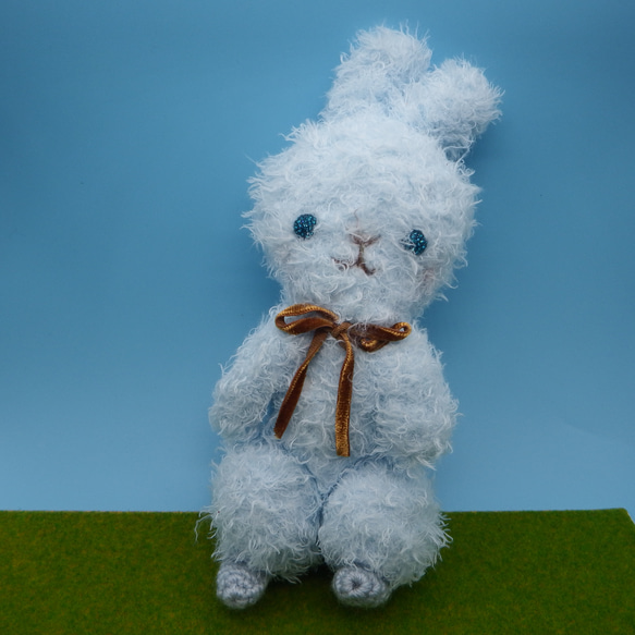 あみぐるみ】ふぁふぁうさぎパステルカラー水色【165】ファーヤーン