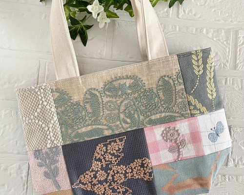 ミナペルホネン パッチワーク トートバッグ トートバッグ ユーカリ