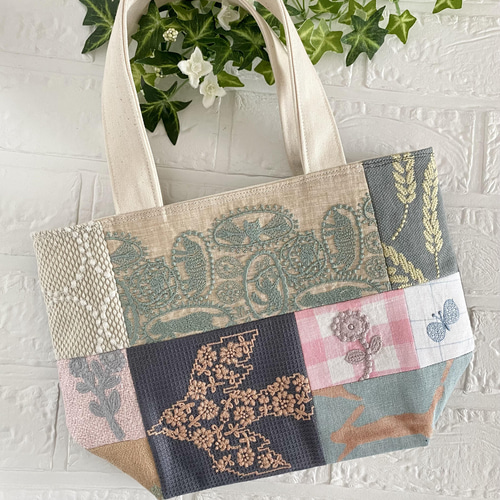 ミナペルホネン パッチワーク トートバッグ トートバッグ ユーカリ
