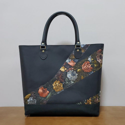 着物リメイク】大島紬 お出掛けバック 本革持ち手 和装 和装小物 和装